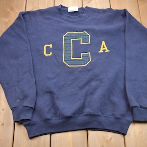Vintage 1990s Lee Heavyweight CCA Crewneck Sweatshirt / 90s Crewneck / Souvenir / Athleisure / Streetwear / Made In USA / Plaid Graphic