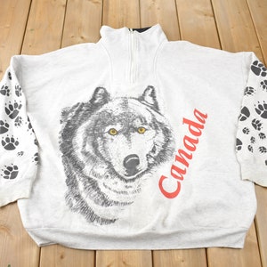 Vintage 1980s Canada Souvenir Quarter Zip Sweatshirt Made in Canada