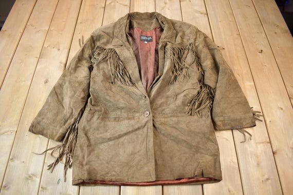 Vintage 1990s Siena Brown Suede Fringe Jacket / Western Jacket