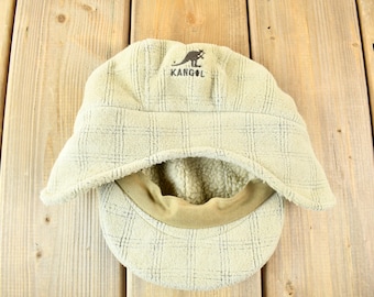 Vintage 1990s Kangol Polartec Fleece Plaid Army Cap Size L-XL / 90s Hat / Vintage Kangol Cap