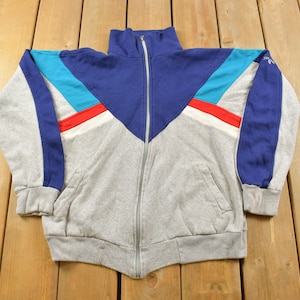 Vintage 1980s Spalding Sportswear Colorblock Full Zip Sweatshirt / 80s Sweater / Athleisure / Streetwear / Sportswear