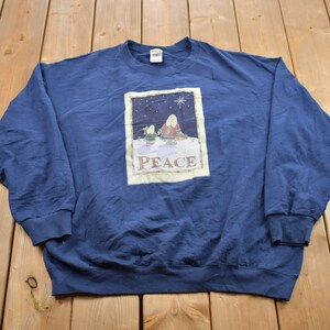 Vintage 1990s Laura Trayser Peace Theme Crewneck Sweater / 90s Crewneck / Grandma Sweater / Streetwear / Made In USA / Animal Theme