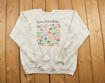 Vintage 1990s Nursery Rhyme Medley Crewneck Sweatshirt / 90s Crewneck / Made In USA / Streetwear