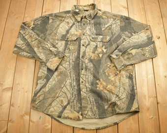 Vintage 90s Rattlers Brand Real Tree Camo Bomber Jacket Size 2XL Made USA 