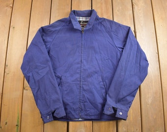1980s Royal Blue Cotton Harrington Bomber Jacket Size XL Made in