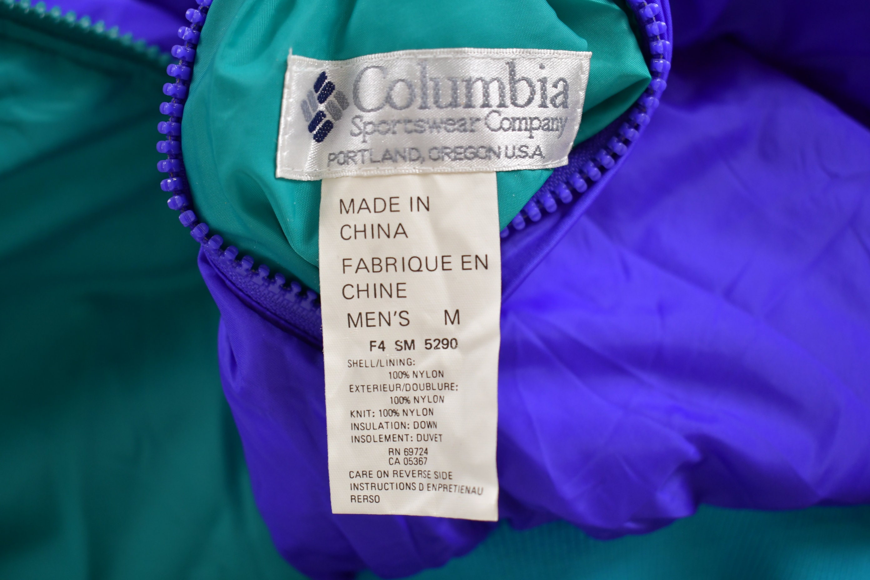 Vintage 1990s Columbia Sportswear Reversible Puffer Jacket / 80s