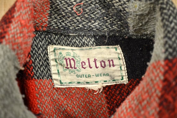 Vintage 1950s Melton Outer-wear Buffalo Plaid Wool Hunting