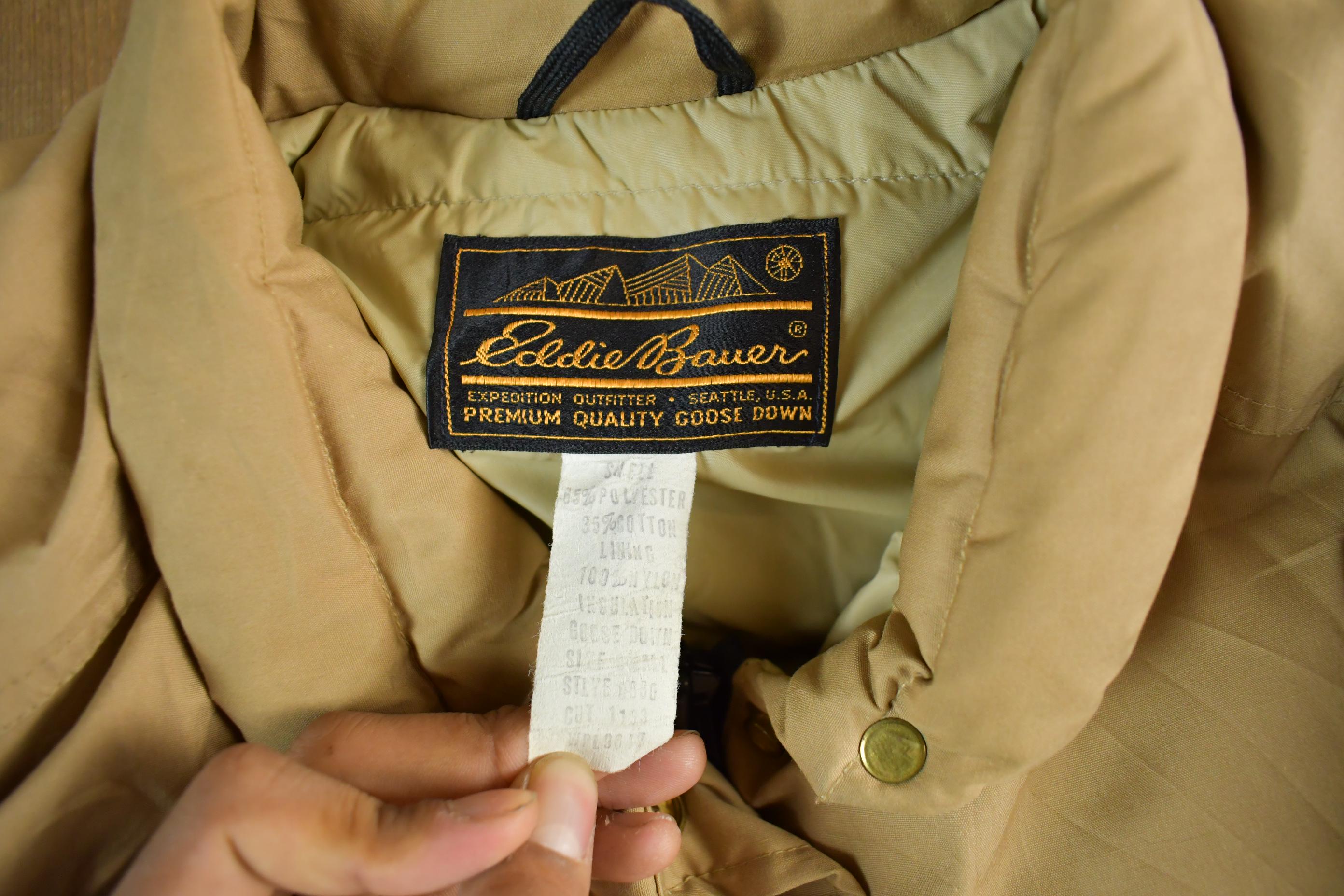 Vintage 1990s Eddie Bauer Beige Goose Down Parka Jacket Adult 
