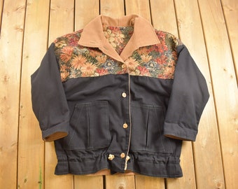Vintage jaren 1990 omkeerbaar corduroy bloemenjack / Made in Canada / Grandmas Couch / Streetwear / Vintage herfstbovenkleding / herfstjack