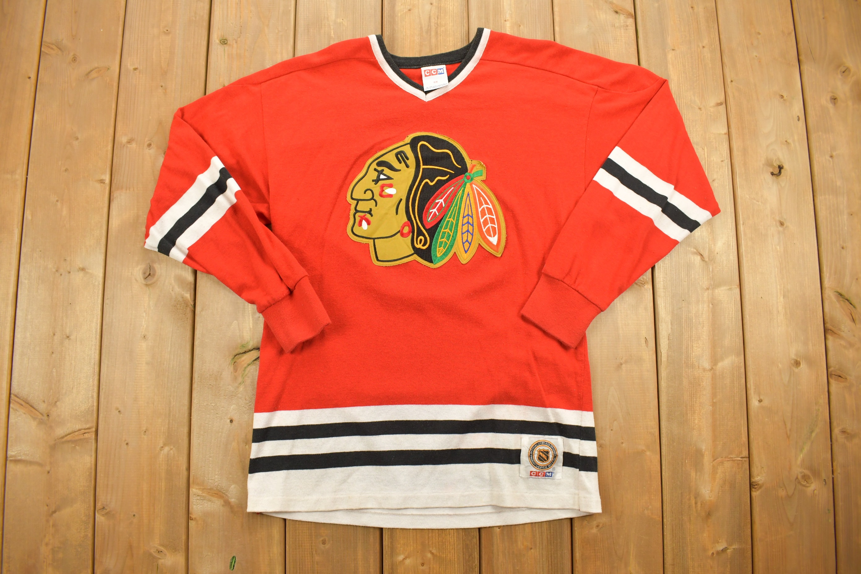 Vintage 1990s Columbus Blue Jackets NHL CCM Hockey Jersey / Sportswear / NHL Fan Gear / Athleisure / Patchwork / Made in Canada / Streetwear