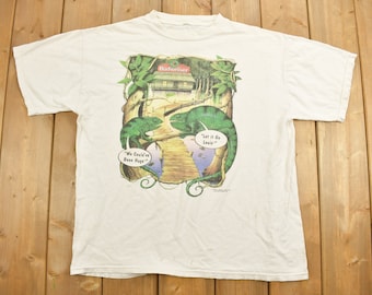 Vintage 1997 Budweiser King Of Beers Lizard Graphic T-Shirt / Streetwear / Retro Style / 1990s Graphic Tee / Beer Shirt / Distressed