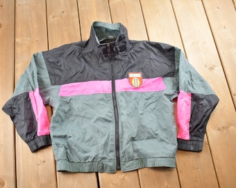 90s Ocean Pacific OP Pink Neon Colorblock Drawstring Zipper