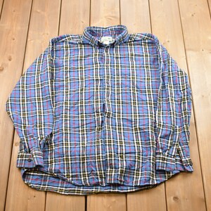 Vintage 1990s L.L Bean Plaid Button Up Shirt / 1990s Button Up / Vintage Flannel / Casual Wear / Pattern Button Up