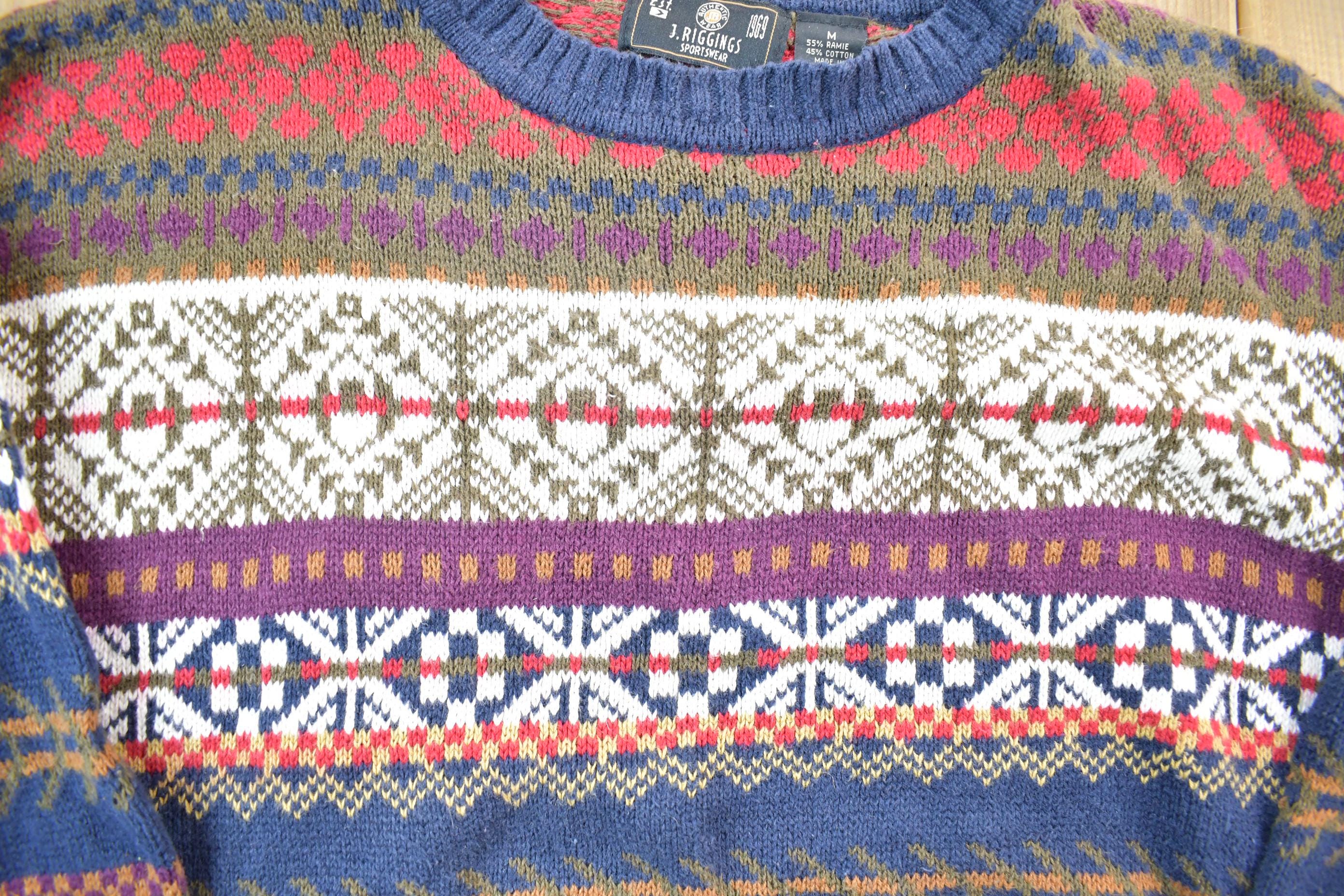 Vintage 1990s J Riggins Sportswear Knit Crewneck Sweater / 90s 