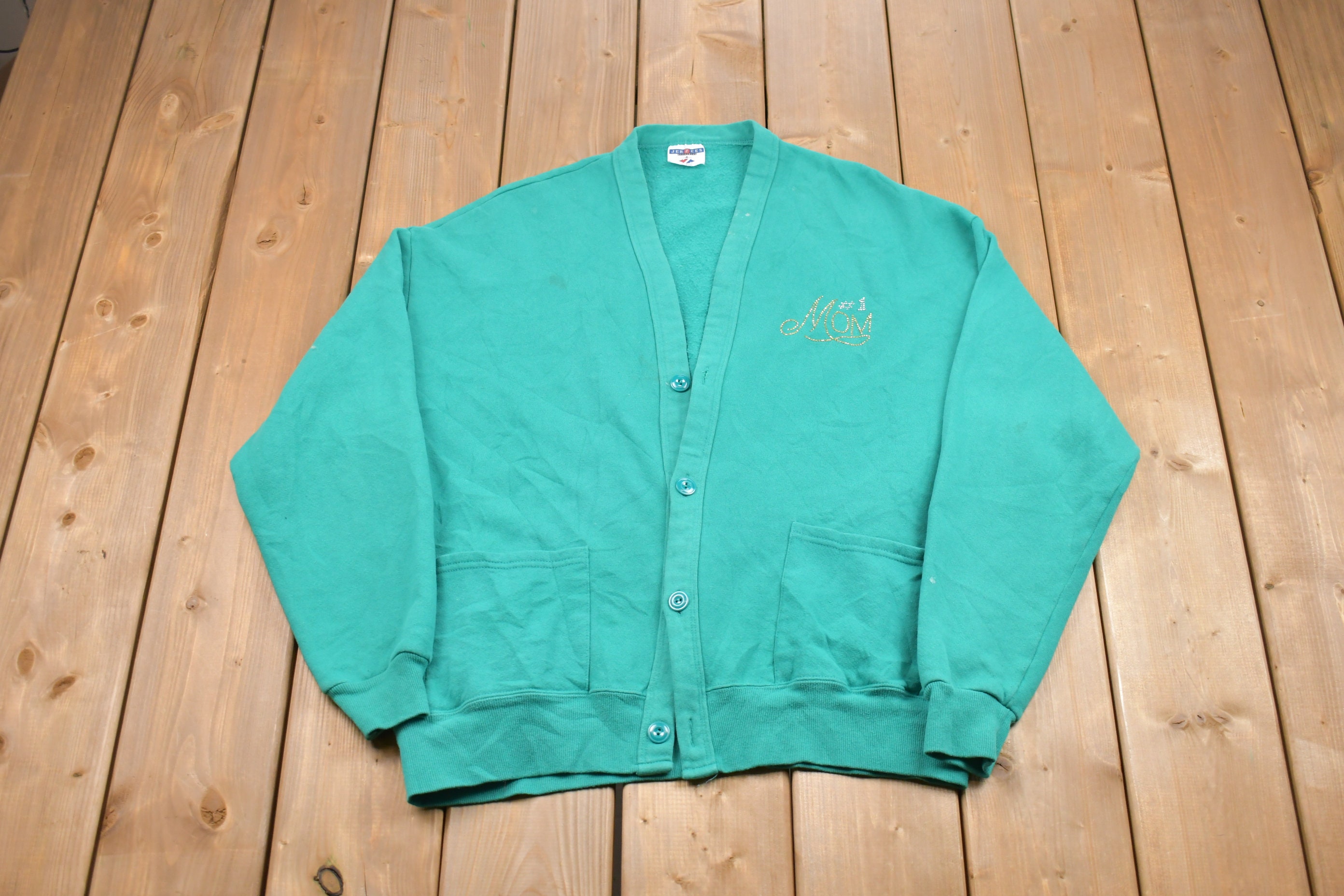 Buy Vintage 1990s Jerzees 1 Mom Button up Cardigan Sweater