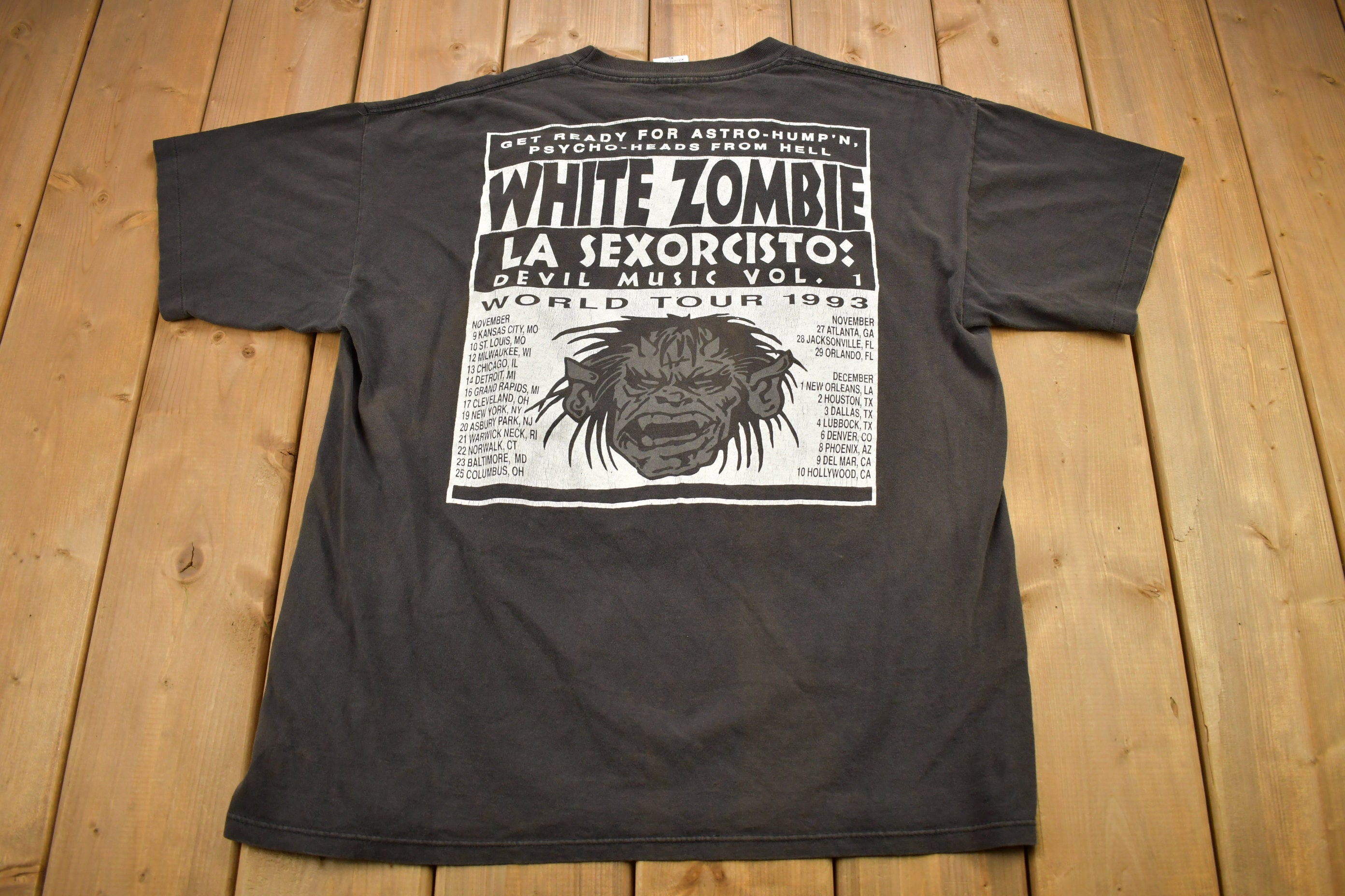 Vintage 1993 White Zombie World Tour Band T-shirt / Single