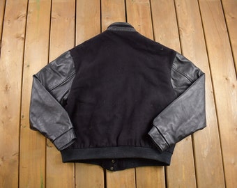 Vintage 1990s ERB Leather Varsity Jacket / Made in Canada / Fall
