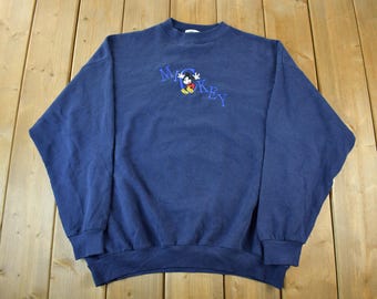 Vintage 1990s Mickey Mouse Disney Crewneck Men's XL / 90s Sweatshirt / Vintage Disney / Mickey / Embroidered / Made In USA / Cartoon Theme