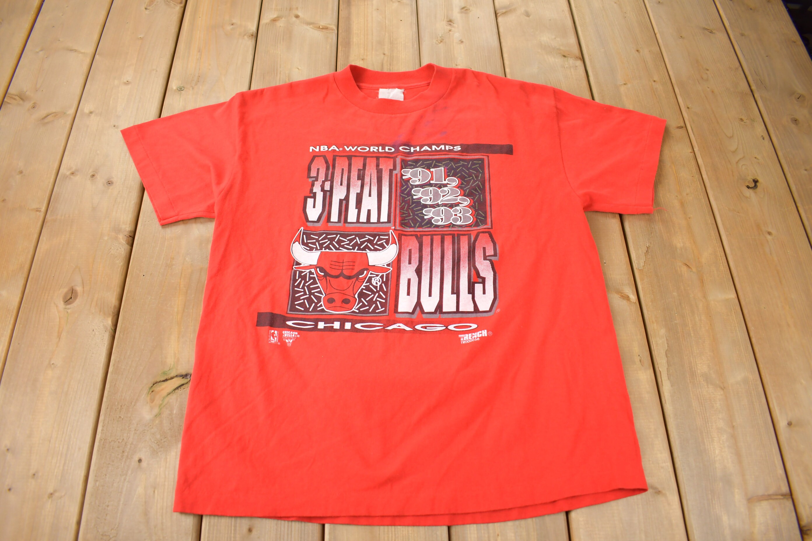 Vintage 1993 Chicago Bulls 3 Peat NBA World Champions Basketball 