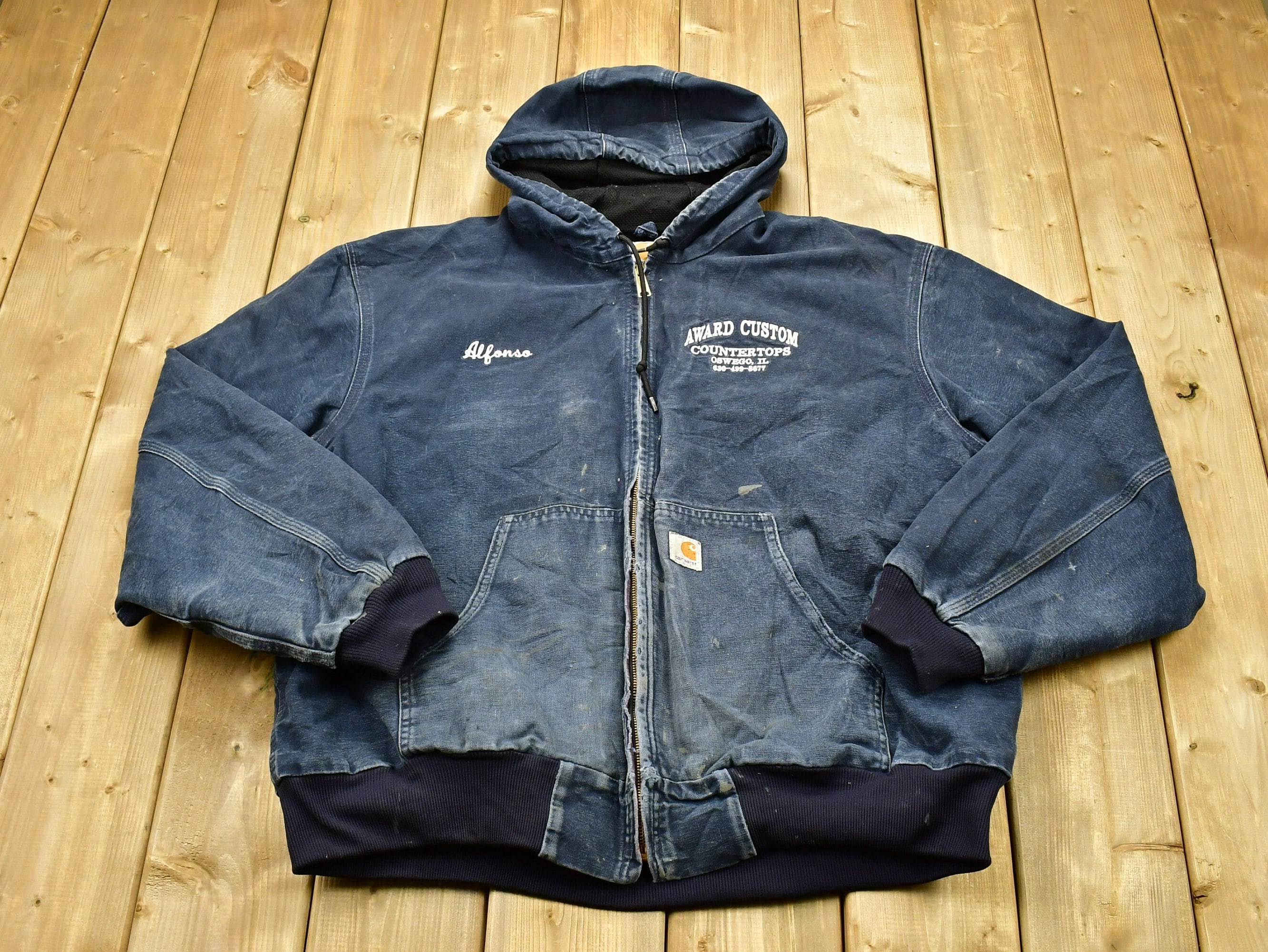 Vintage 90s Carhartt Embroidered Work Jacket / Award Custom Vintage 90s Carhartt Embroidered Work Jacket / Award Custom