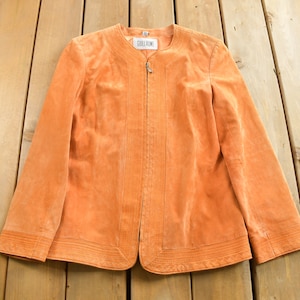 Vintage 1990s Guillaume Orange Suede Jacket / Leather Coat / Women&#39;s Suede Jacket / Size M