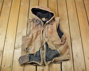 Vintage 1990s Distressed Carhartt Blanket Lined Vest