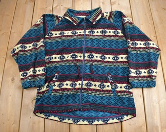 Vintage 90s SALOMON Fleece Pullover Jacket ,aztec Color