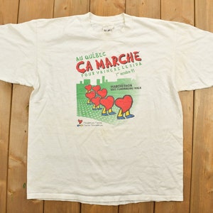 Vintage 1995 Quebec Ca Marche Graphic T-Shirt / Fundraising Walk / Retro / Single Stitch / 90s Graphic Tee / Canada / Active