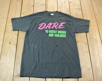 Vintage 1990s Single Stitch D.A.R.E Graphic T-Shirt / Made In USA / D.A.R.E. USA / Retro Tee