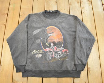 Vintage 1990s Harley Davidson Crewneck Sweatshirt Men's XL / 90s Crewneck / Biker Motorcycles / Vintage Harley / Sun Faded