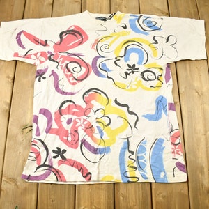 Vintage 1990s Abstract Art All Over Print T-Shirt / Made In USA / OSFA / 80s / 90s / Streetwear / Retro Style / Single Stitch / Made In USA