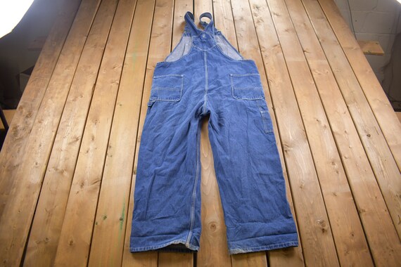 Vintage 1990s Real Work Wear Blue Denim Jean Overalls Size