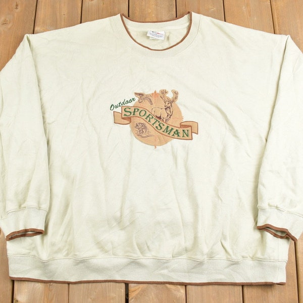 Vintage 1990s Outdoor Sportsman Embroidered Crewneck Sweatshirt / Hunting Graphic / 90s Crewneck / Essential / Streetwear / 90s