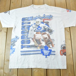Vintage 1991 Toronto Maple Leafs NHL All Over Print Graphic T-Shirt / Vintage NHL Fan Gear / Made In Canada / Toronto T Shirt