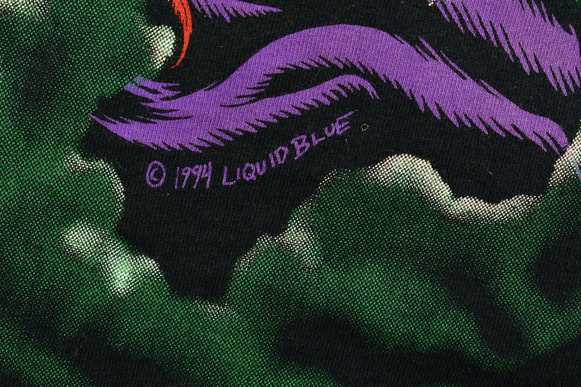 Vintage 1994 Liquid Blue All Over Wizard Graphic Print T-Shirt