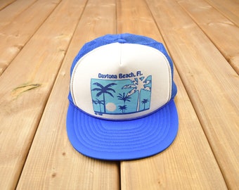 Vintage 1990s Daytona Beach Florida Souvenir Trucker Hat / OSFA / 90s Mesh Trucker Hat / Vintage Snap Back / Souvenir Cap / Summer Hat