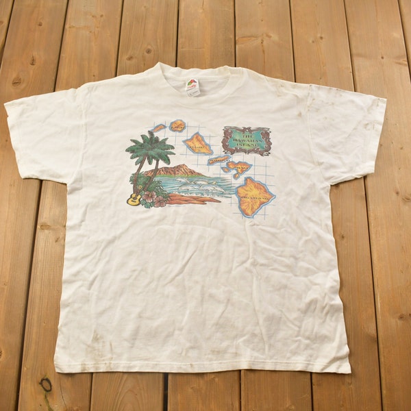 Vintage jaren 1990 het Hawaiiaanse eiland grafisch T-shirt/vintage T-shirt/Streetwear/Grafisch Tee/reizen & vakantie/Hawaï/nieuwigheid Tee