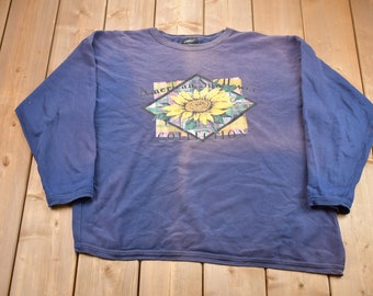 トップス 90's sunflower print sweat Vintage 90s Sunflower Graphic Pullover Sweatshirt by Morning
