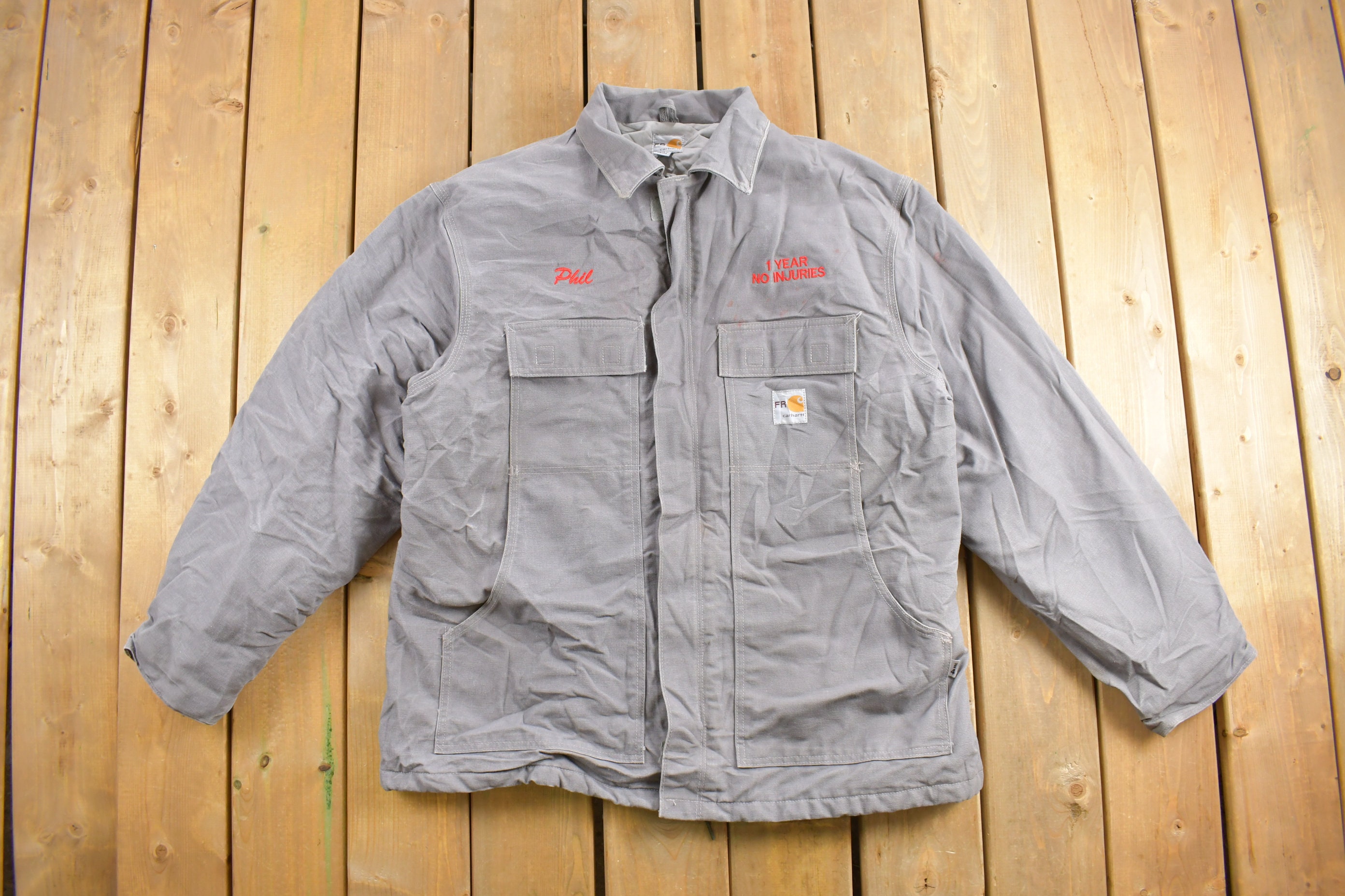 ジャケット・アウター Carhartt Grey Traditional Jacket Vintage 1990s Grey Fire Resistant Carhartt Traditional Jacket