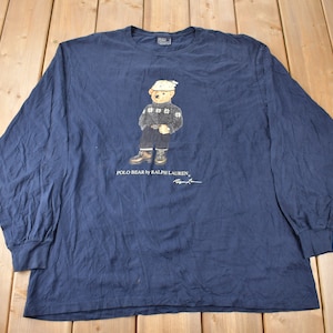 Vintage 1990s Polo Bear By Ralph Lauren Long Sleeve Graphic T Shirt Size XL