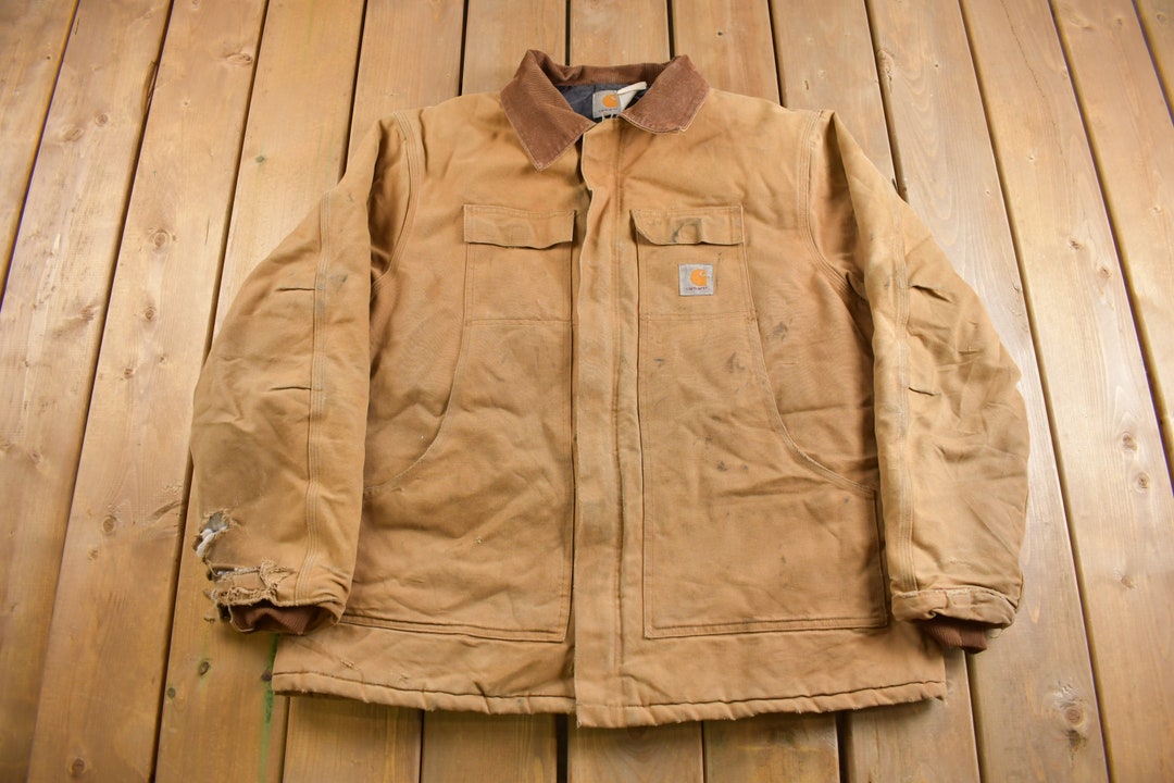 USA製　90s　carhartt traditional jacket Vintage 90s Carhartt Detroit Blanket Lined Work Jacket Made in USA