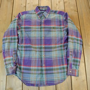 Vintage 1990s Ralph Lauren Classic Fit Plaid Button Down Shirt Size Medium / Plaid Shirt / Vintage rRalph Lauren / Ralph Lauren Shirt