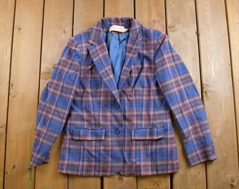 Vintage 1970s Pendleton Plaid Button Up Blazer Jacket Size 12 / 100% Virgin Wool / Women's / True Vintage / Made In USA / Flannel