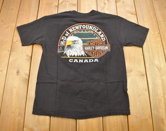 Vintage 1998 Harley Davidson Of Newfoundland Canada Bald Eagle T-shirt / Made In USA / Biker Tee / Souvenir T-shirt / Vintage Harley