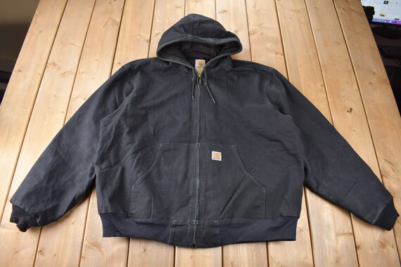 Vintage 1990s Distressed Carhartt Black Active Jac Jacket Size 2XL 
