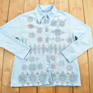 Vintage 1970s Abstract Button Up Shirt / 1970s Button Up / Polyester Shirt / Funky Pattern / 70s / Collared Shirt