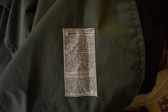 ジャケット・アウター 60's US ARMY AG274 WATER REPELLANT JACKT Vintage 1960s AG-274 Military Green Water Repellent Jacket / True