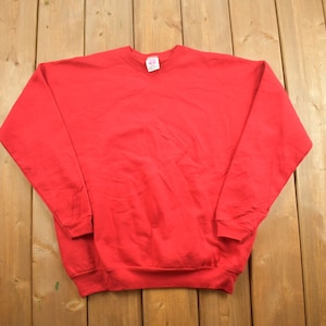Vintage 1990s Hanes Her Way Blank Red Crewneck Sweatshirt / 90s Crewneck / Vintage Blanks / Essential / Streetwear / 90s Blank
