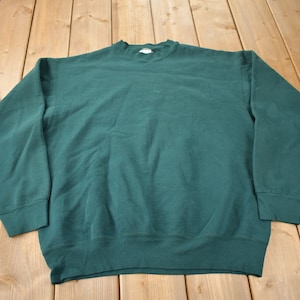 Vintage 1990s Blank Green Crewneck Sweatshirt Size XL