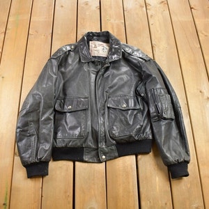 Blouson aviateur en cuir Aeropostale Olde Hide House vintage des années 1990 / multi-poches / cuir véritable / blouson aviateur